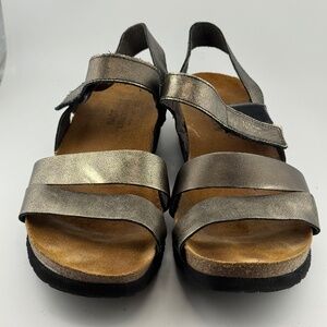 NAOT Metallic Leather KAYLA Wedge Women’s Sandal SIZE 10-10.5 Comfort